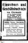 Einwohnerbuch 1926 für die Stadt Eberswalde (Adressbuch)